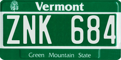 VT license plate ZNK684