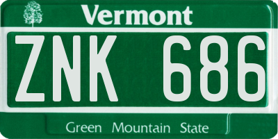 VT license plate ZNK686
