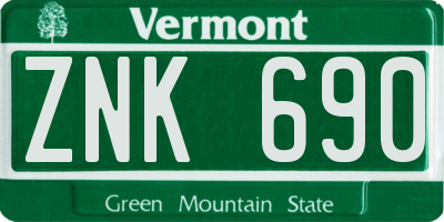 VT license plate ZNK690