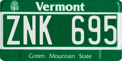 VT license plate ZNK695
