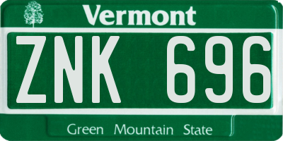 VT license plate ZNK696