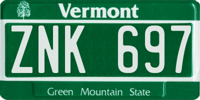 VT license plate ZNK697
