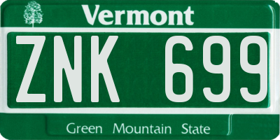 VT license plate ZNK699
