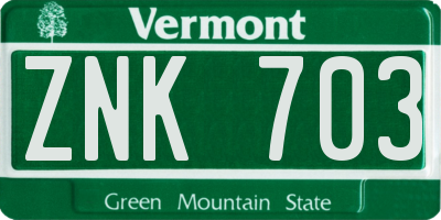 VT license plate ZNK703