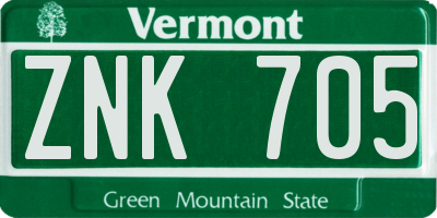 VT license plate ZNK705