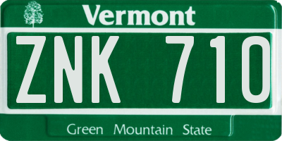 VT license plate ZNK710