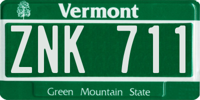 VT license plate ZNK711
