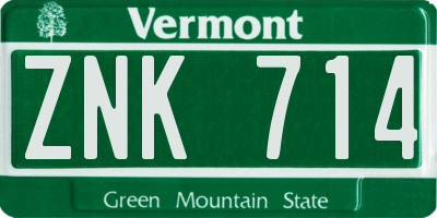 VT license plate ZNK714
