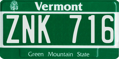 VT license plate ZNK716