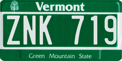 VT license plate ZNK719