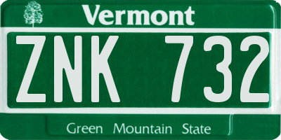 VT license plate ZNK732