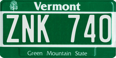 VT license plate ZNK740