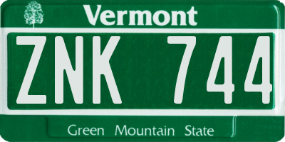 VT license plate ZNK744
