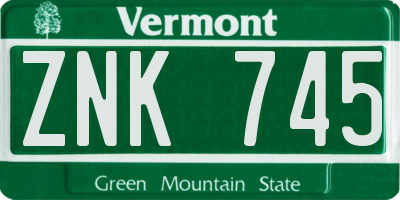 VT license plate ZNK745