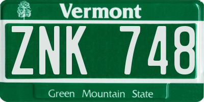 VT license plate ZNK748