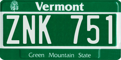 VT license plate ZNK751