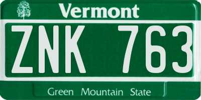VT license plate ZNK763