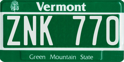VT license plate ZNK770