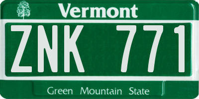 VT license plate ZNK771