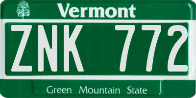 VT license plate ZNK772