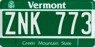 VT license plate ZNK773