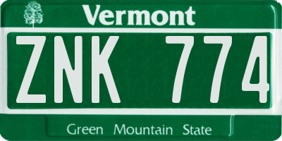 VT license plate ZNK774