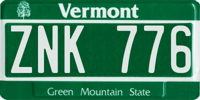 VT license plate ZNK776