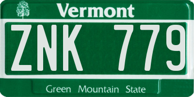 VT license plate ZNK779