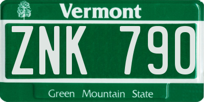 VT license plate ZNK790