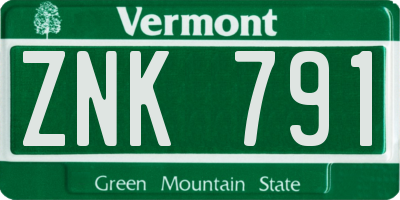 VT license plate ZNK791