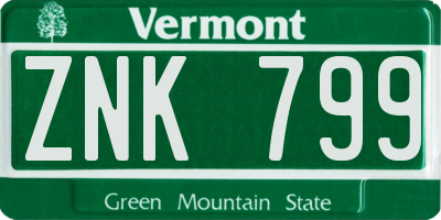 VT license plate ZNK799