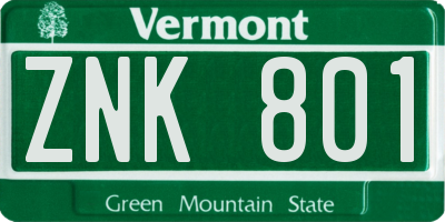 VT license plate ZNK801