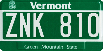 VT license plate ZNK810