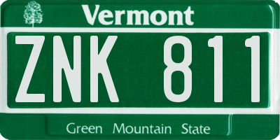 VT license plate ZNK811