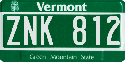 VT license plate ZNK812