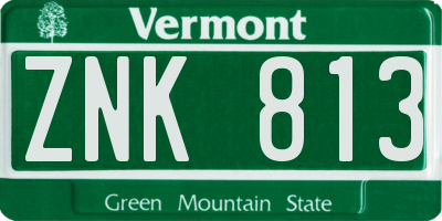 VT license plate ZNK813