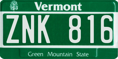 VT license plate ZNK816