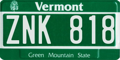 VT license plate ZNK818