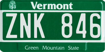 VT license plate ZNK846