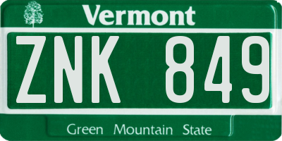 VT license plate ZNK849