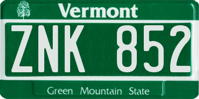 VT license plate ZNK852
