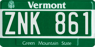 VT license plate ZNK861