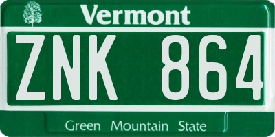 VT license plate ZNK864