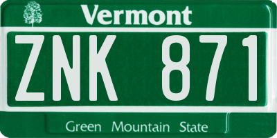 VT license plate ZNK871