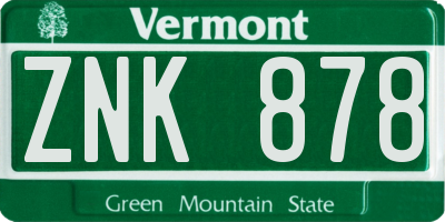 VT license plate ZNK878