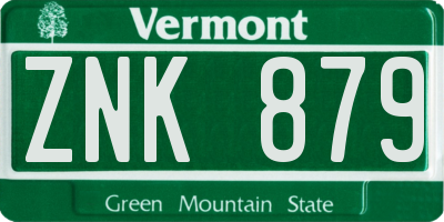VT license plate ZNK879