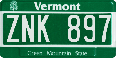 VT license plate ZNK897