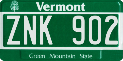 VT license plate ZNK902