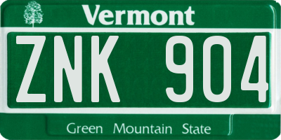VT license plate ZNK904