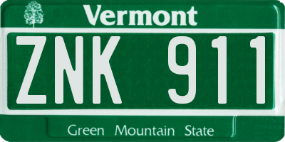 VT license plate ZNK911